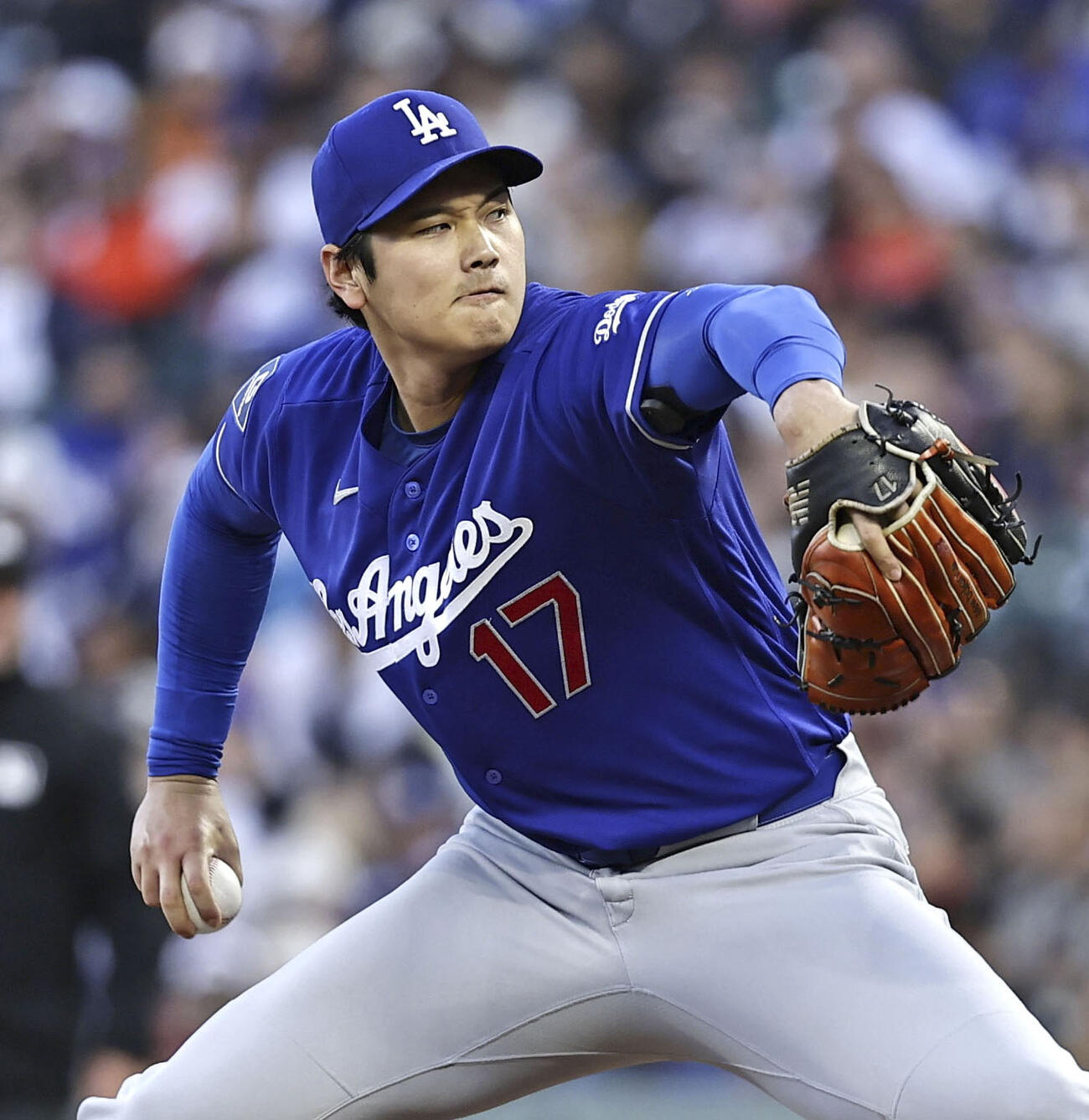 ジャイアンツ戦に先発登板したドジャース大谷＝サンフランシスコ（共同）