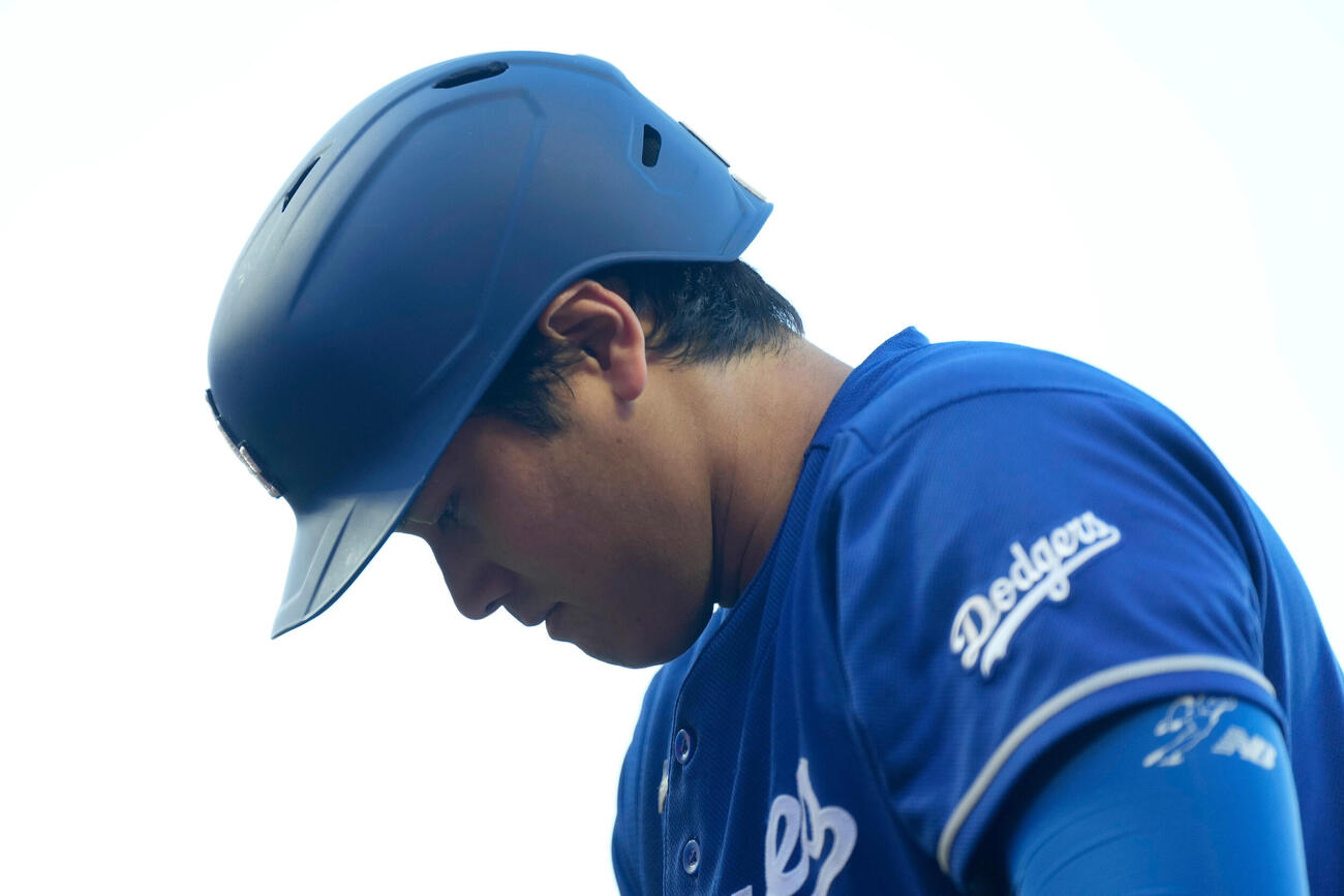 連続出塁記録がストップしたドジャース大谷翔平(AP)