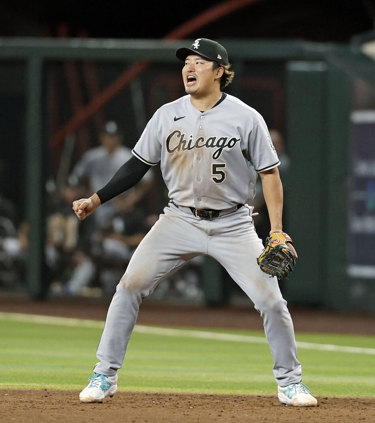 ダイヤモンドバックスに勝利し喜ぶホワイトソックス村上＝フェニックス（共同）