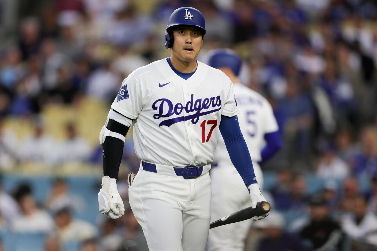 1回、三振に倒れたドジャース大谷 (AP)
