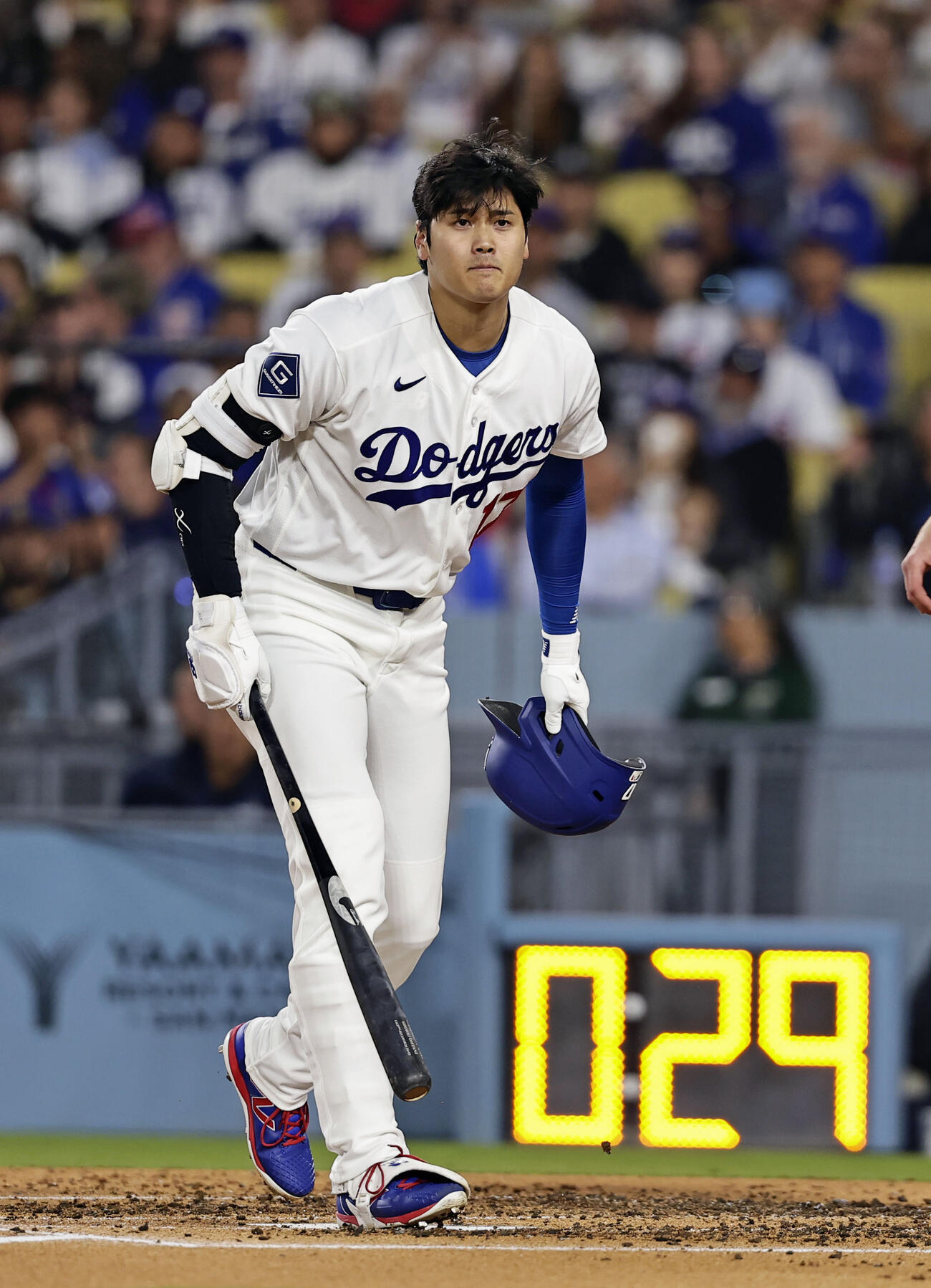 カブス戦の3回、空振り三振に倒れたドジャース・大谷＝ロサンゼルス（共同）