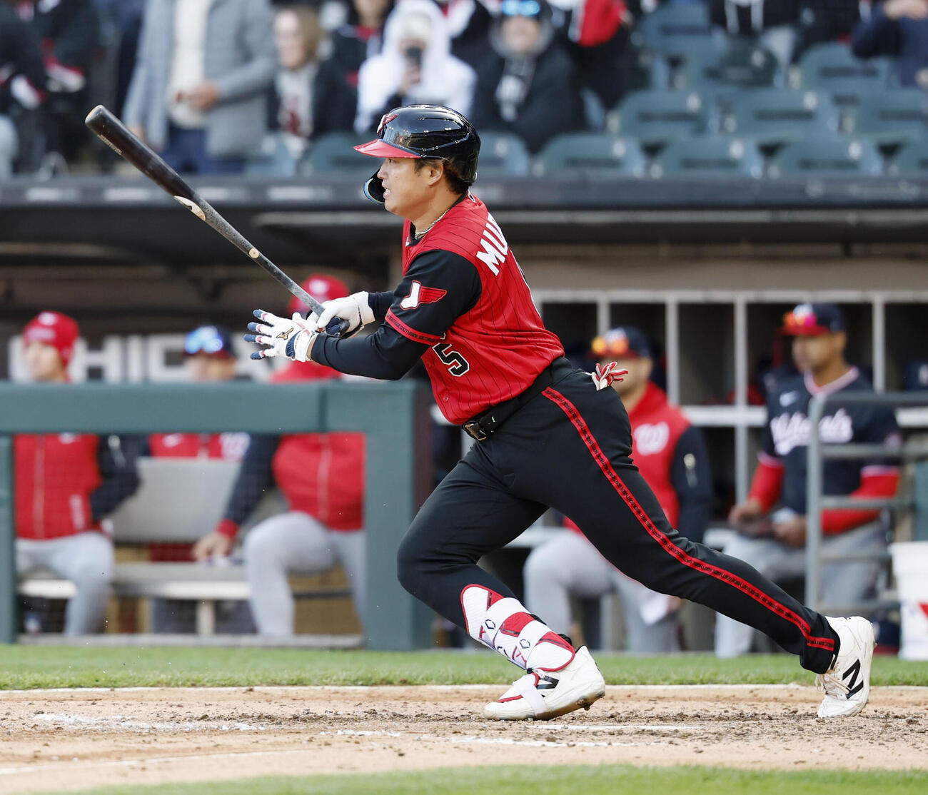 ナショナルズ戦の9回、二ゴロだったホワイトソックス・村上。5打数無安打に終わった＝シカゴ（共同）