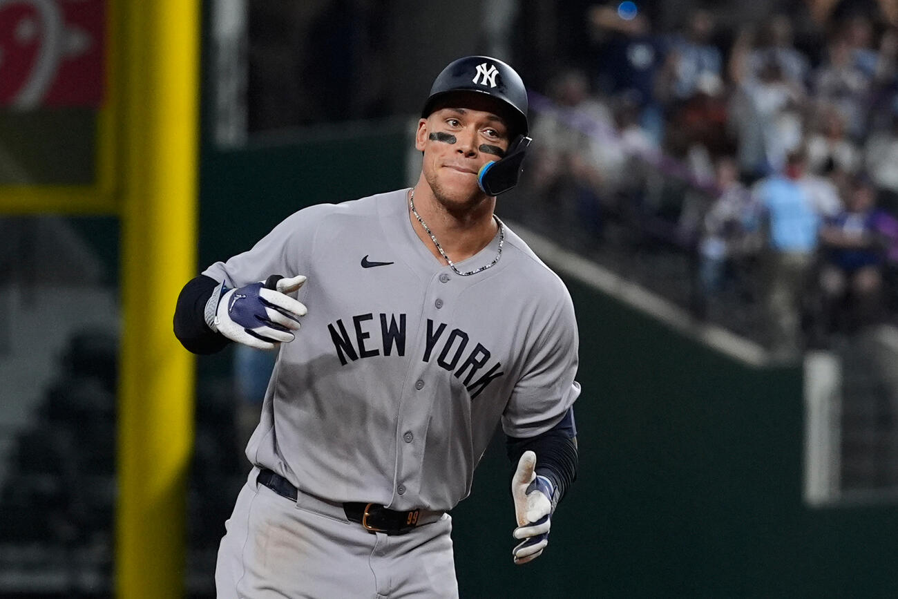 レンジャーズ戦の9回、3試合連続となる12号本塁打を放ったジャッジ（AP）