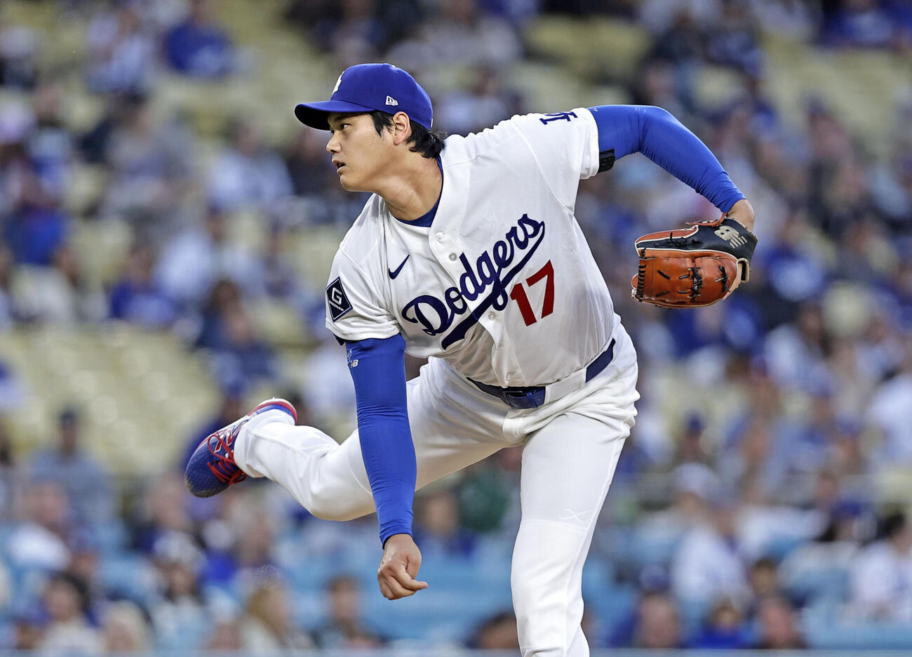 マーリンズ戦に先発登板したドジャース大谷＝ロサンゼルス（共同）