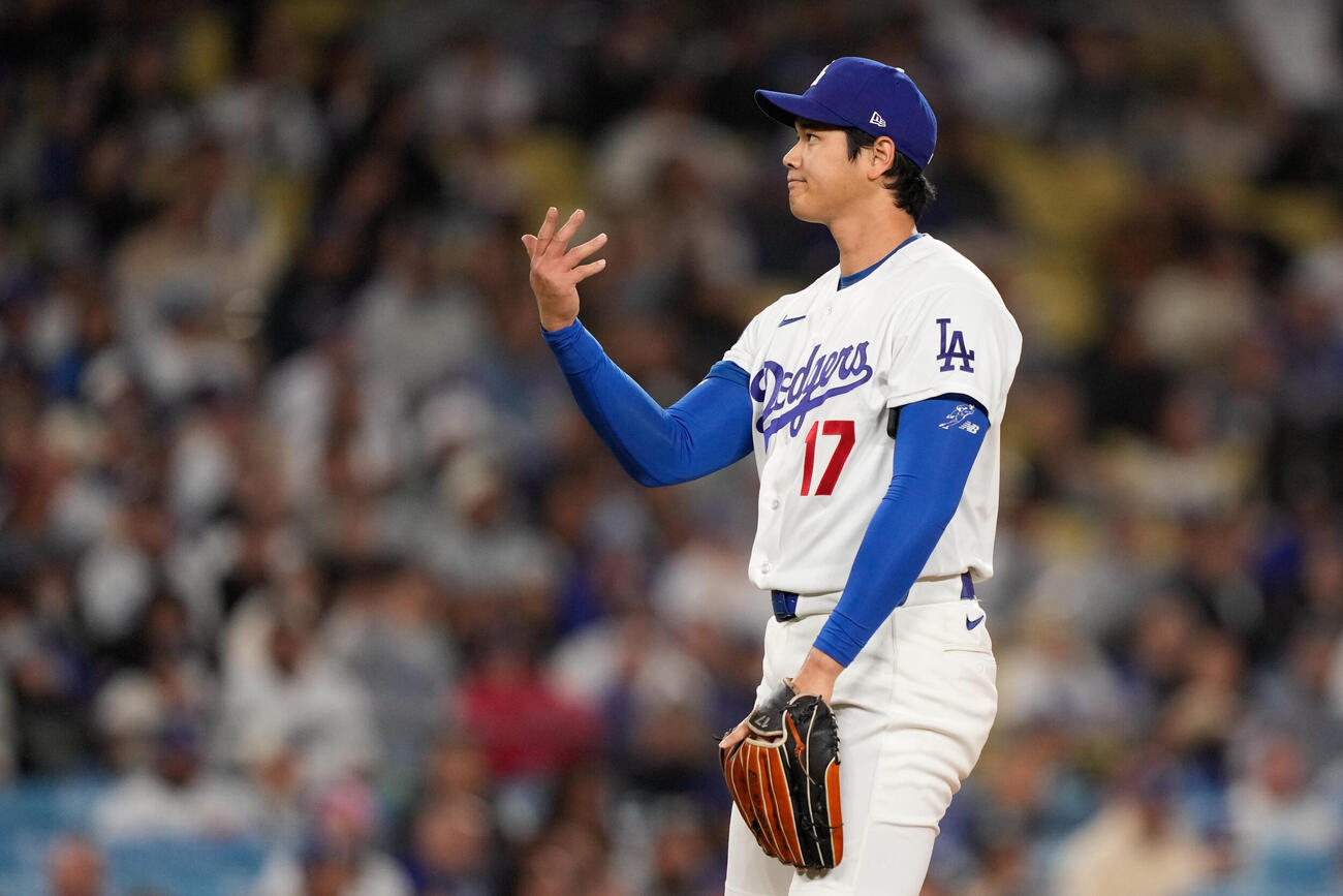 マーリンズ戦に先発登板したドジャース大谷（AP）