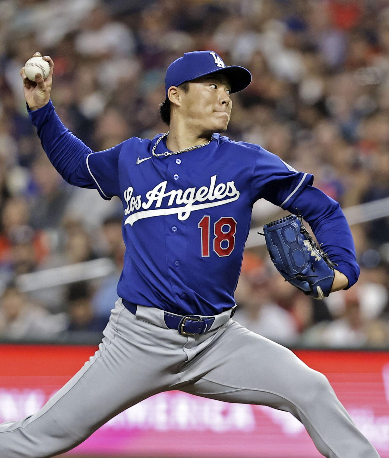 アストロズ戦に先発したドジャース山本＝ヒューストン（共同）