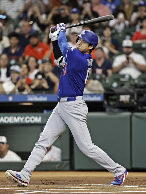 アストロズ戦の1回、三ゴロに倒れるドジャース大谷＝ヒューストン（共同）