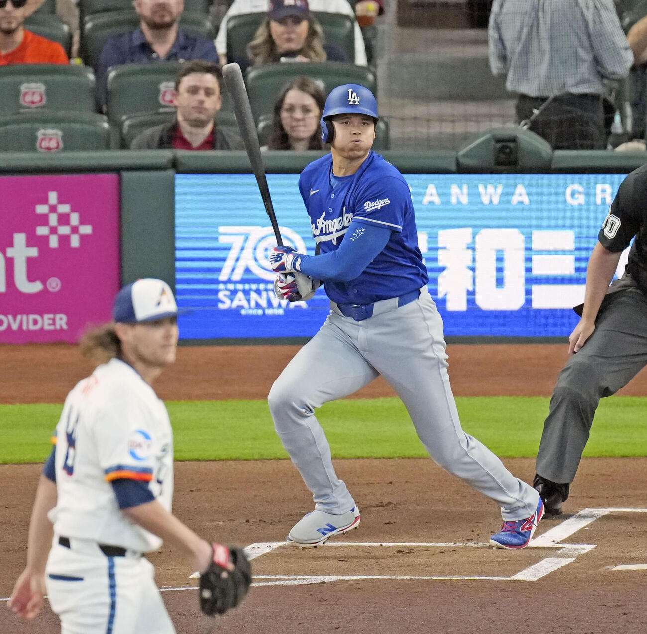 アストロズ戦の1回、三ゴロに倒れたドジャース大谷＝ヒューストン（共同）