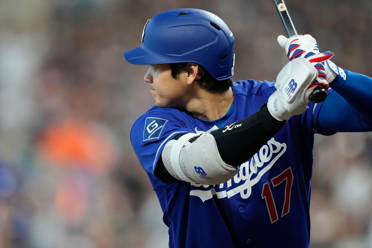 アストロズ戦1回、打席に立つドジャース大谷翔平（AP）