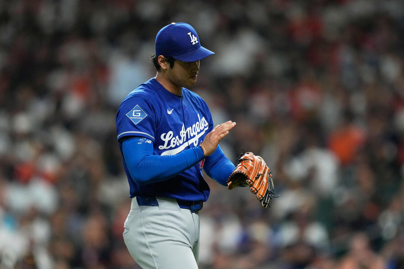 3回を投げ終えたドジャース大谷(AP)