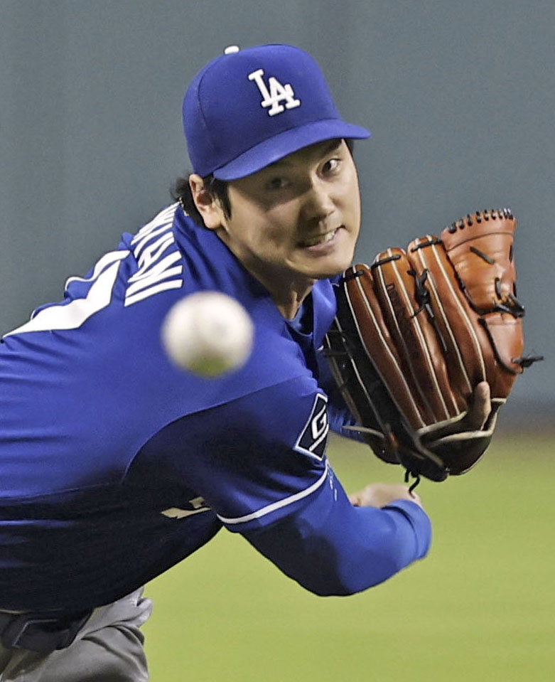 アストロズ戦に先発登板したドジャース大谷＝ヒューストン（共同）