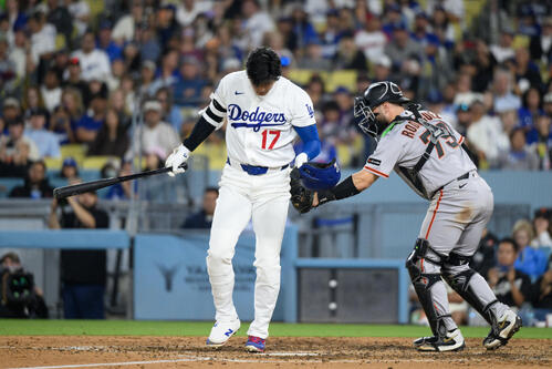 5回、空振り三振に倒れたドジャース大谷翔平（AP）
