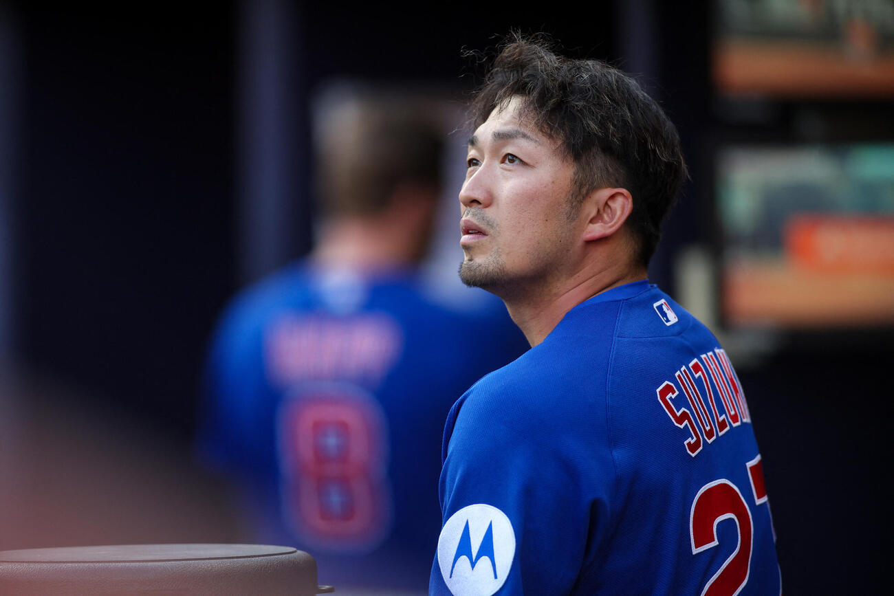 試合前のカブス鈴木誠也（ロイター）