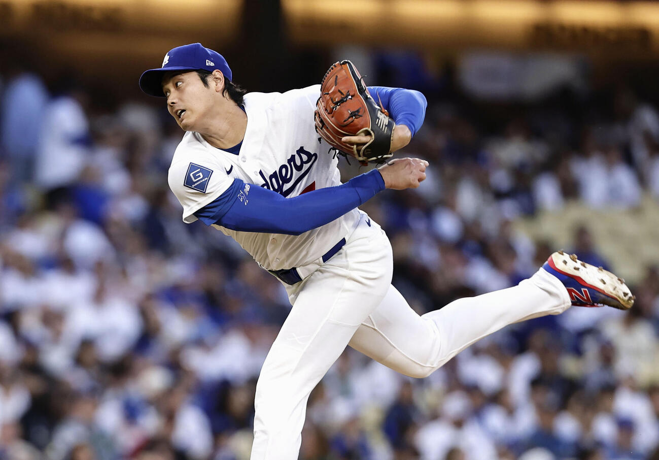 ジャイアンツ戦に先発登板したドジャース・大谷＝ロサンゼルス（共同）