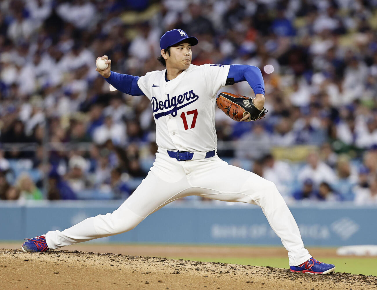 ジャイアンツ戦に先発登板したドジャース・大谷＝ロサンゼルス（共同）