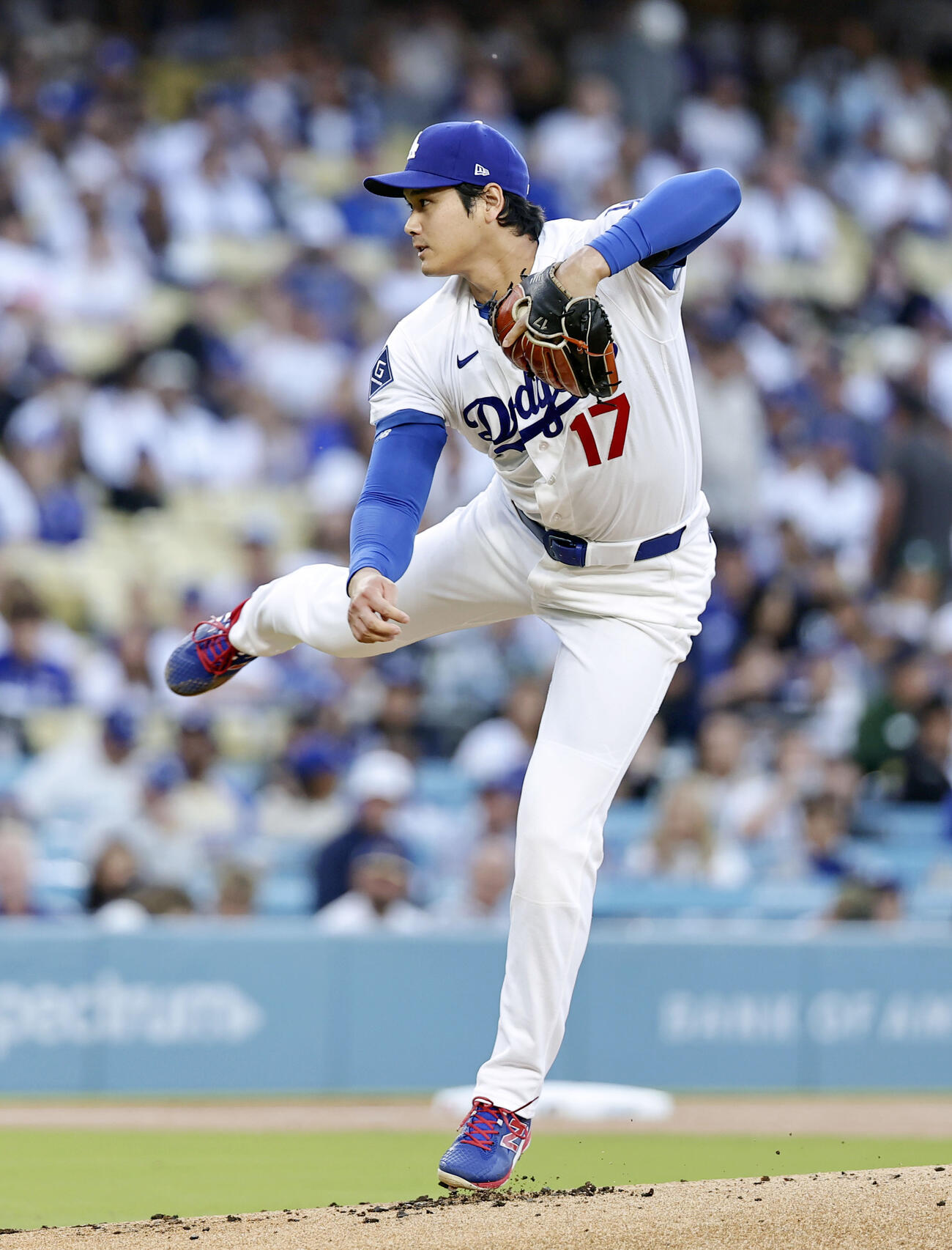ジャイアンツ戦に先発登板したドジャース・大谷＝ロサンゼルス（共同）