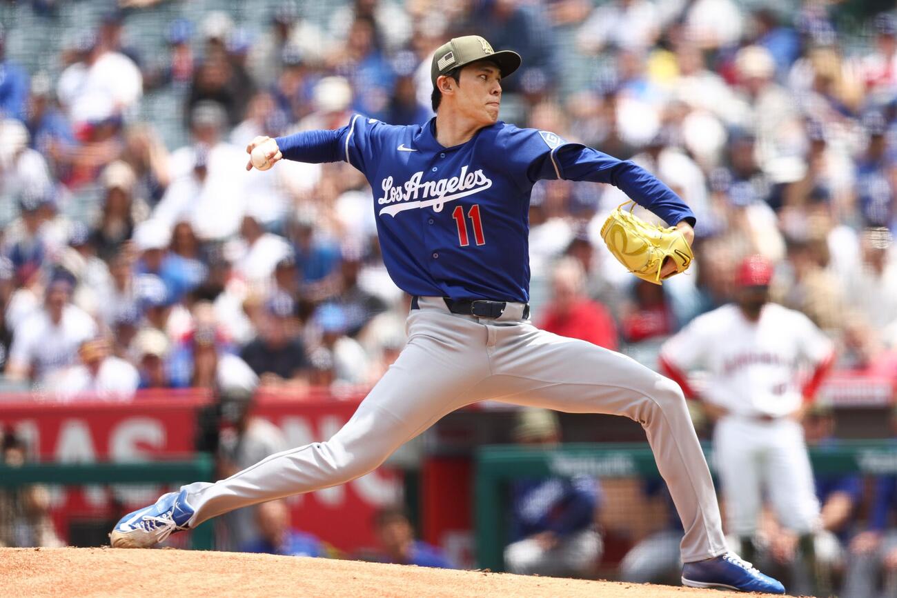 ドジャース先発の佐々木(AP)