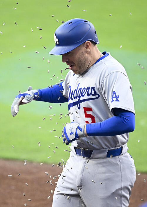 ドジャース戦　実使用ボール　ボガーツ 安打　フリーマン牽制 ドジャース フリーマンが1試合2発の同点ソロ！ゴルフボールスイング