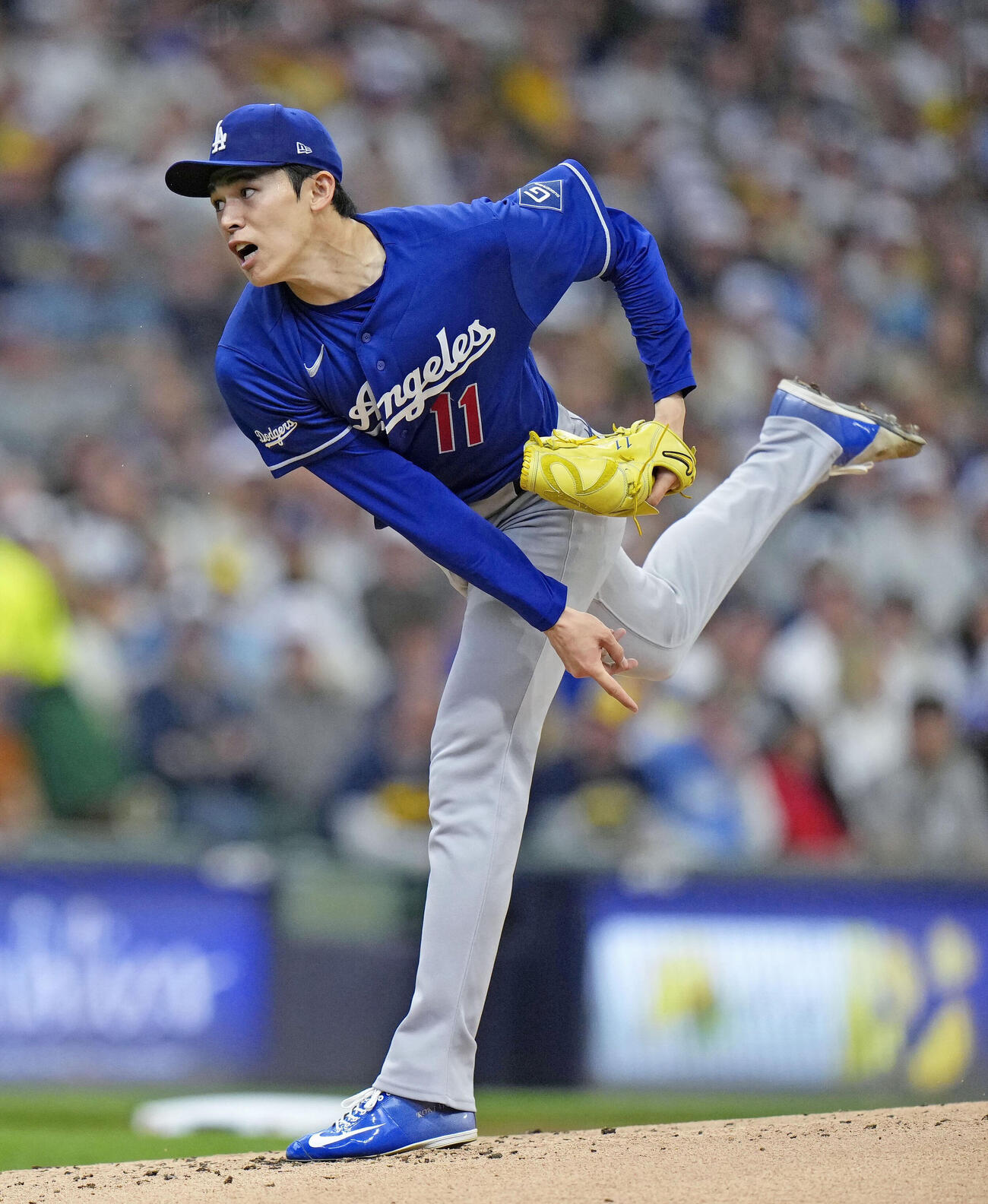 ブルワーズ戦に先発したドジャース佐々木（共同）