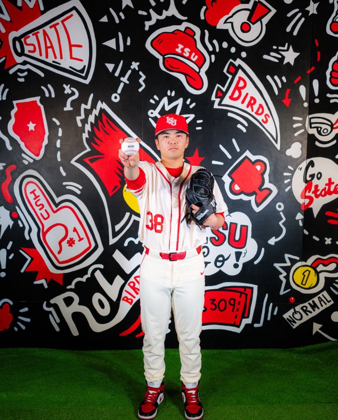 MLBのドラフト指名を目指すイリノイ州立大・奥村秀斗投手（2025年12月撮影）