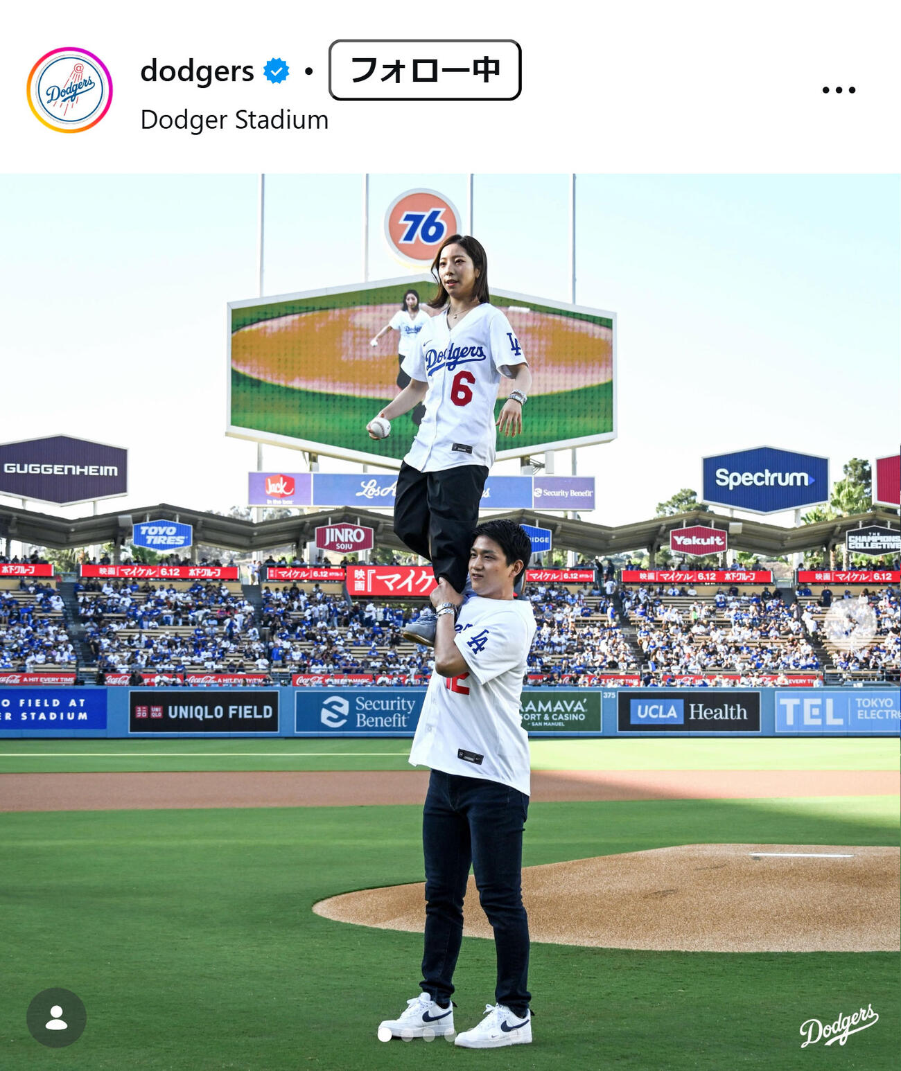 ドジャースの公式インスタグラムから