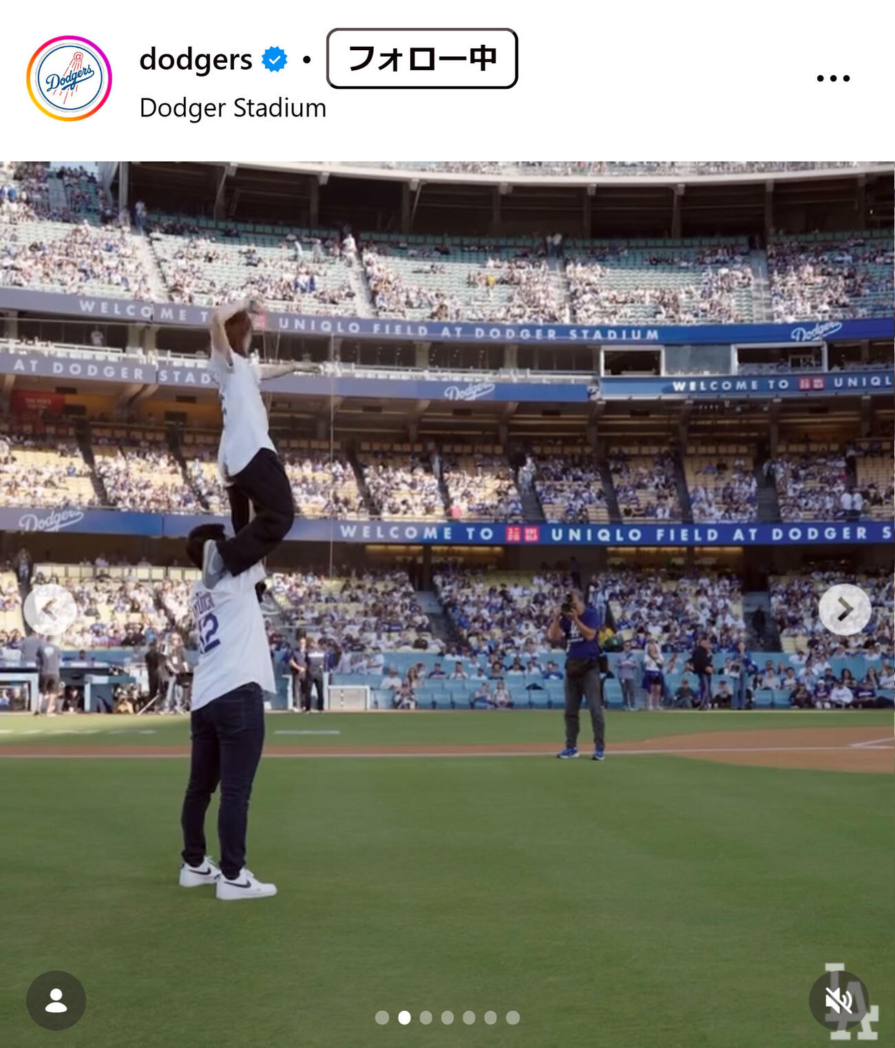 ドジャースの公式インスタグラムから