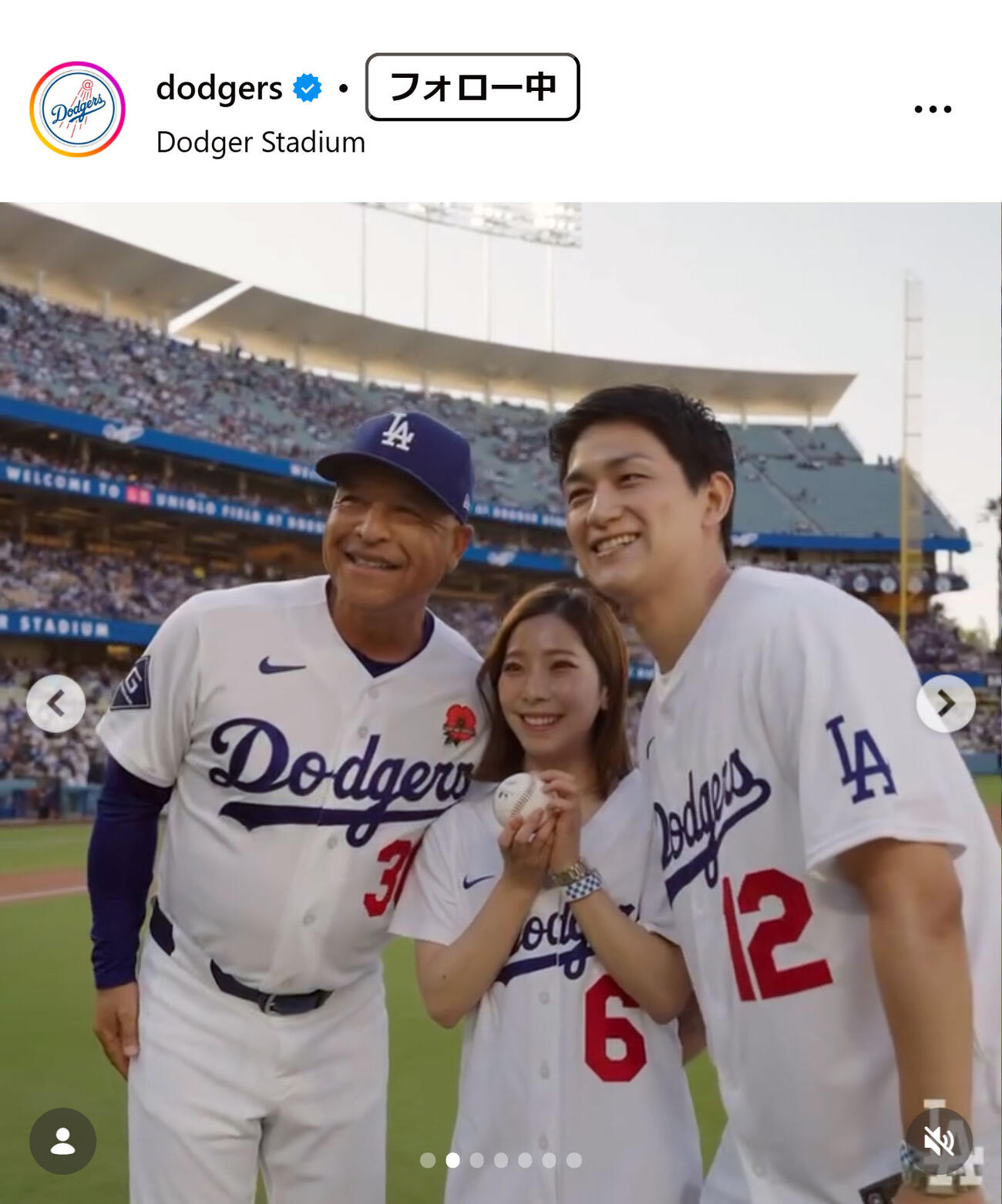 ドジャースの公式インスタグラムから