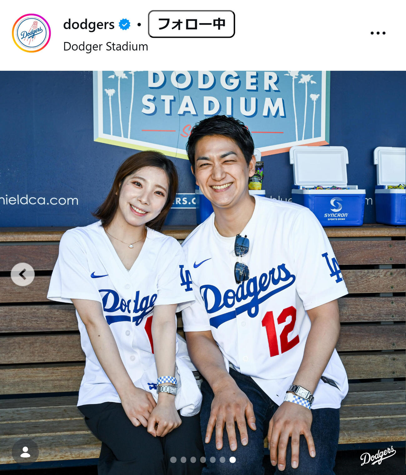 ドジャースの公式インスタグラムから