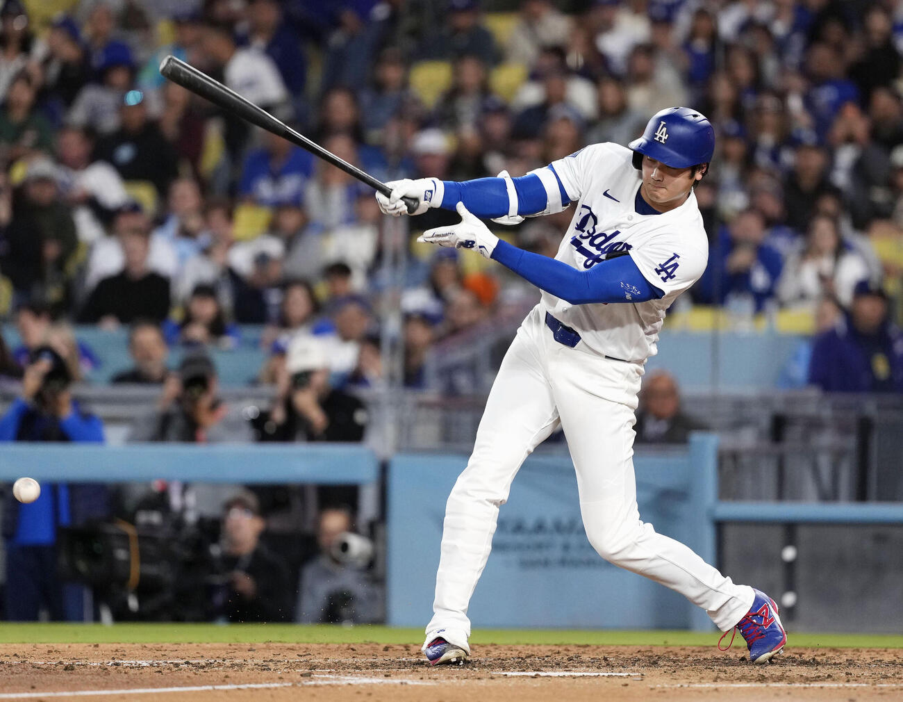 ロッキーズ戦の5回、一ゴロに倒れたドジャース・大谷＝ロサンゼルス（共同）
