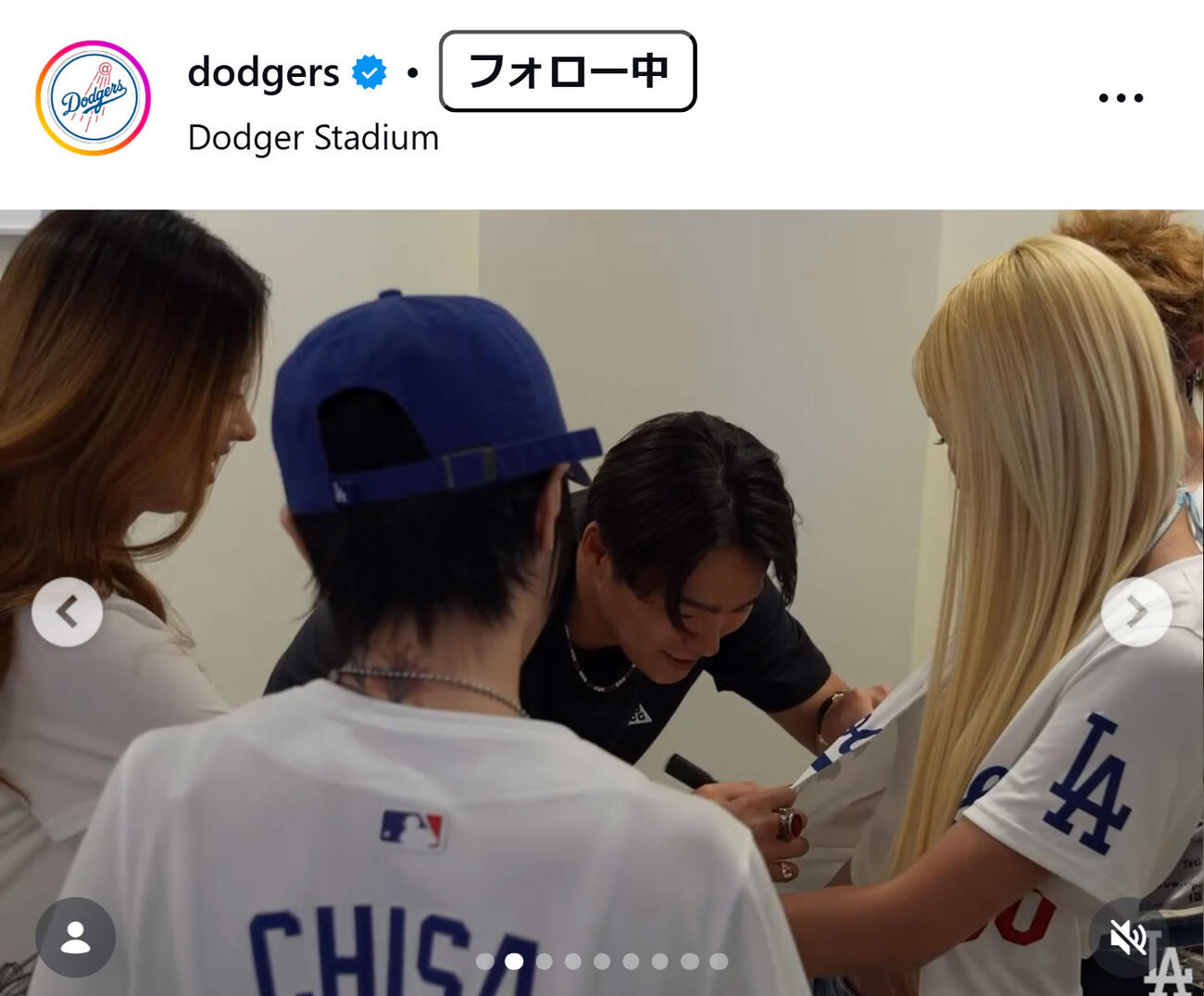 ドジャースの公式インスタグラムから