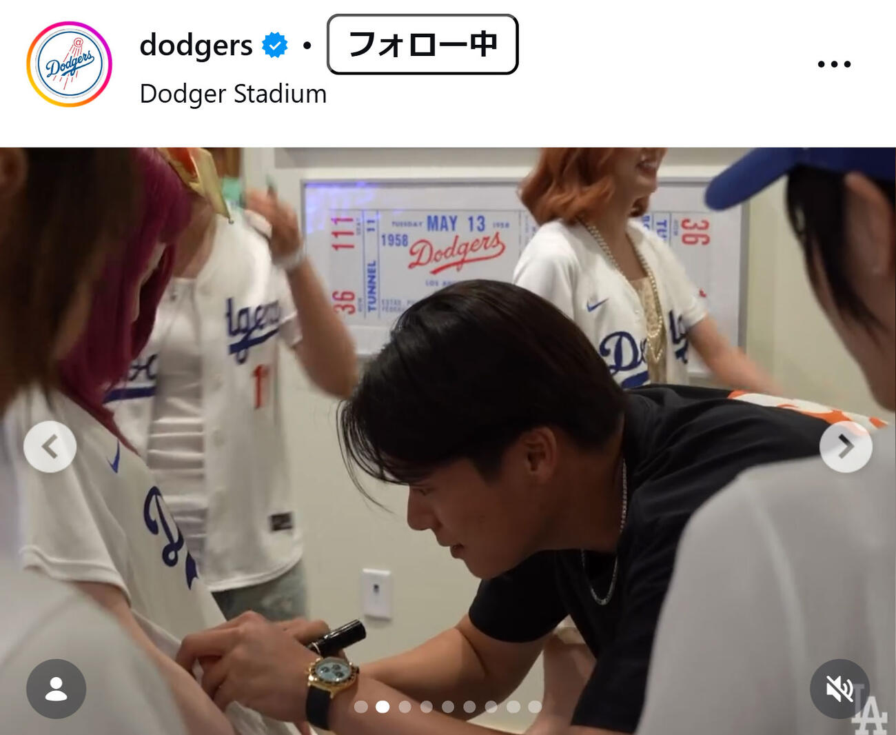 ドジャースの公式インスタグラムから
