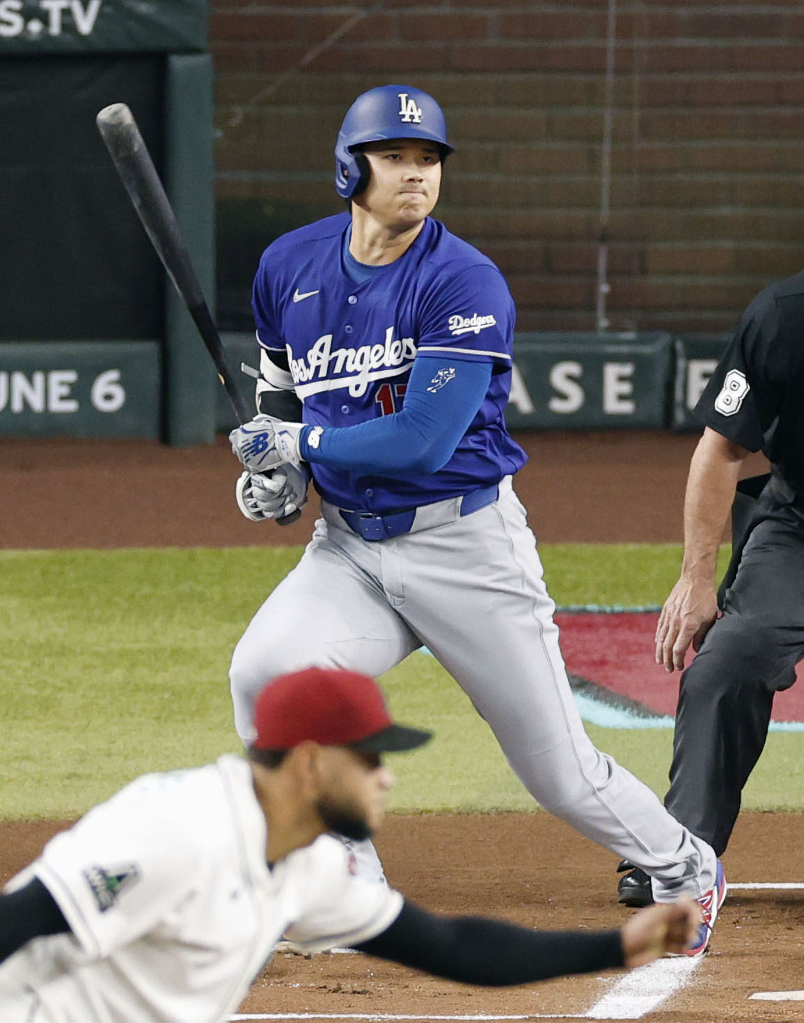 ダイヤモンドバックス戦の1回、三ゴロに倒れたドジャース大谷（共同）