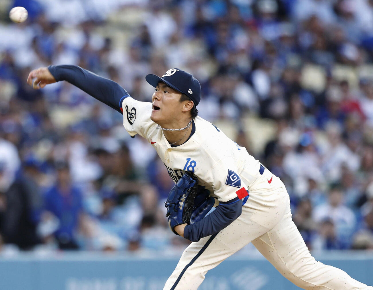 エンゼルス戦に先発したドジャース山本（共同）