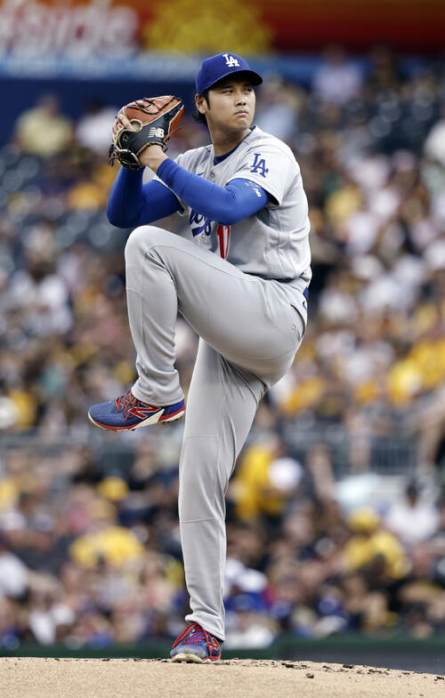パイレーツ戦に先発登板したドジャース大谷（共同）