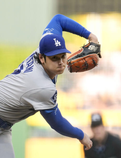 パイレーツ戦に先発登板したドジャース大谷（共同）