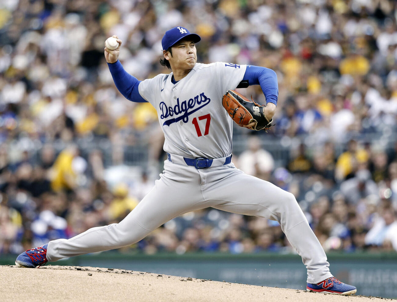 パイレーツ戦に先発登板したドジャース大谷（共同）