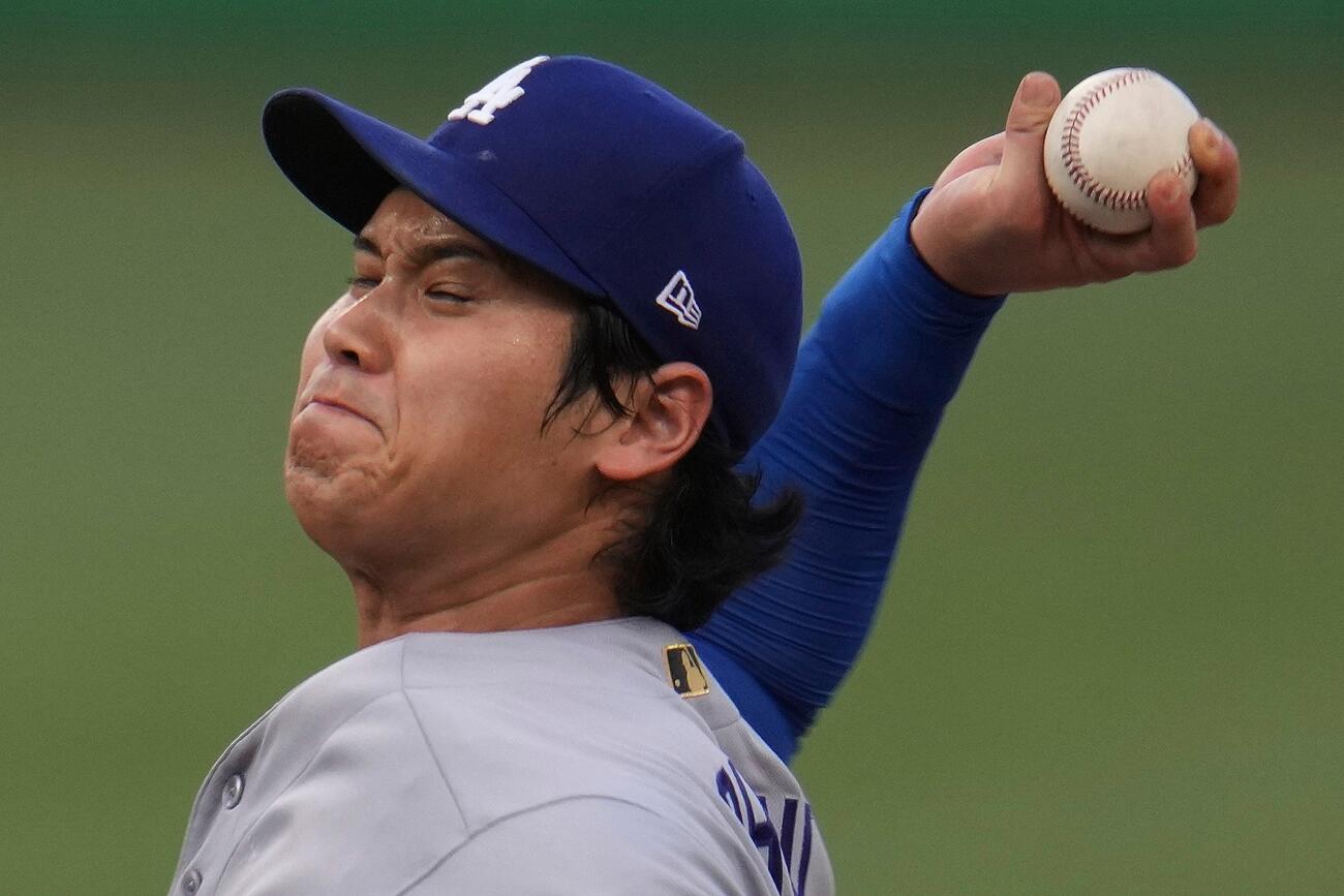 パイレーツ戦に先発登板したドジャース大谷（AP）