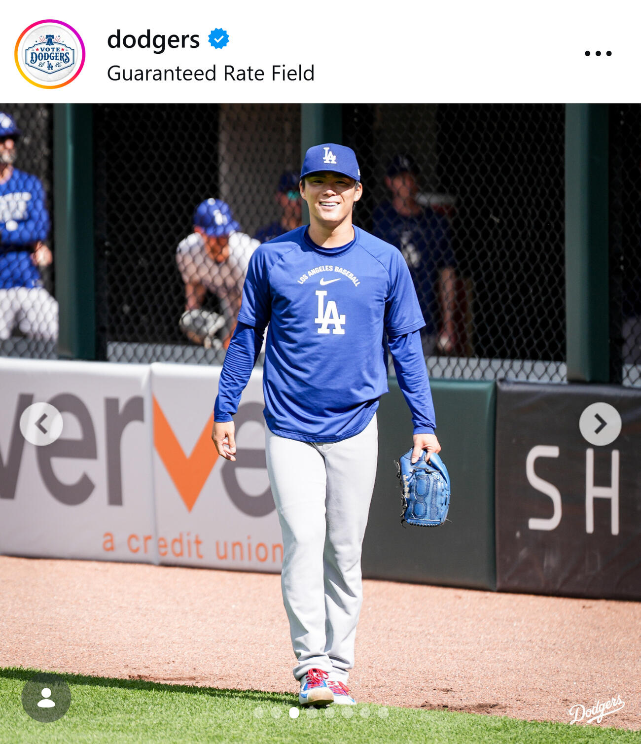 ドジャースの公式インスタグラムから