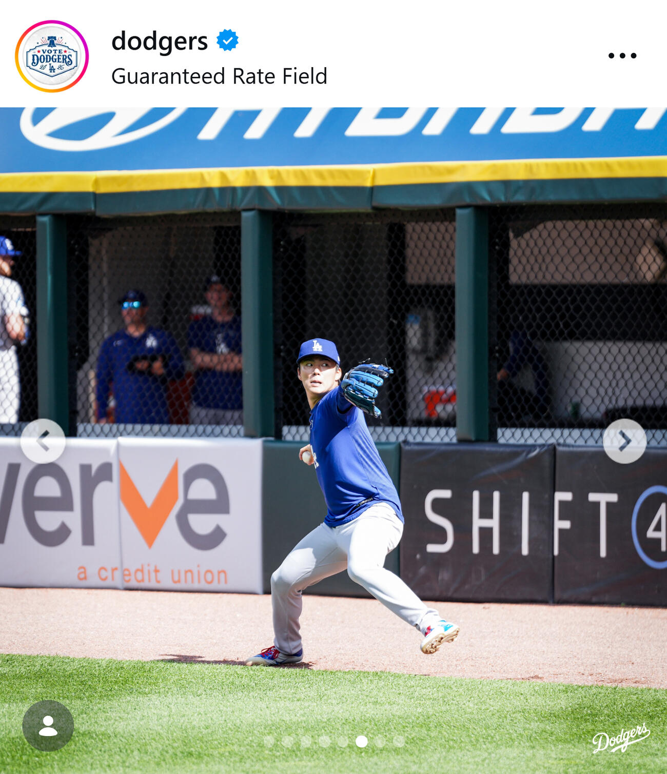 ドジャースの公式インスタグラムから