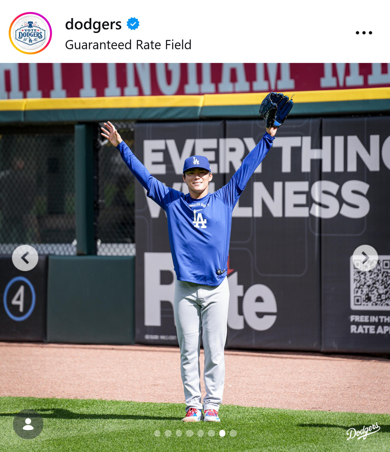 ドジャースの公式インスタグラムから
