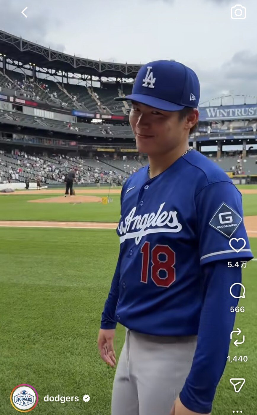 ドジャースの公式インスタグラムから