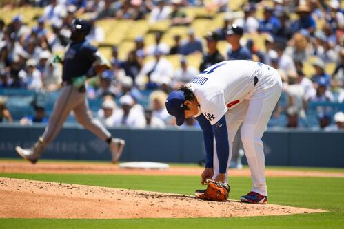 レイズ戦に登板したドジャース大谷(AP)