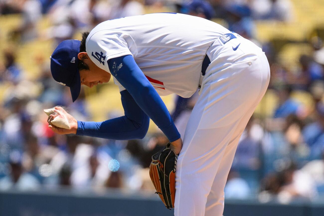 レイズ戦に登板したドジャース大谷(AP)