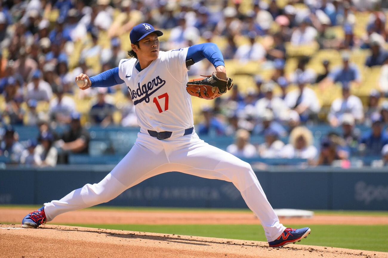 レイズ戦に登板したドジャース大谷(AP)