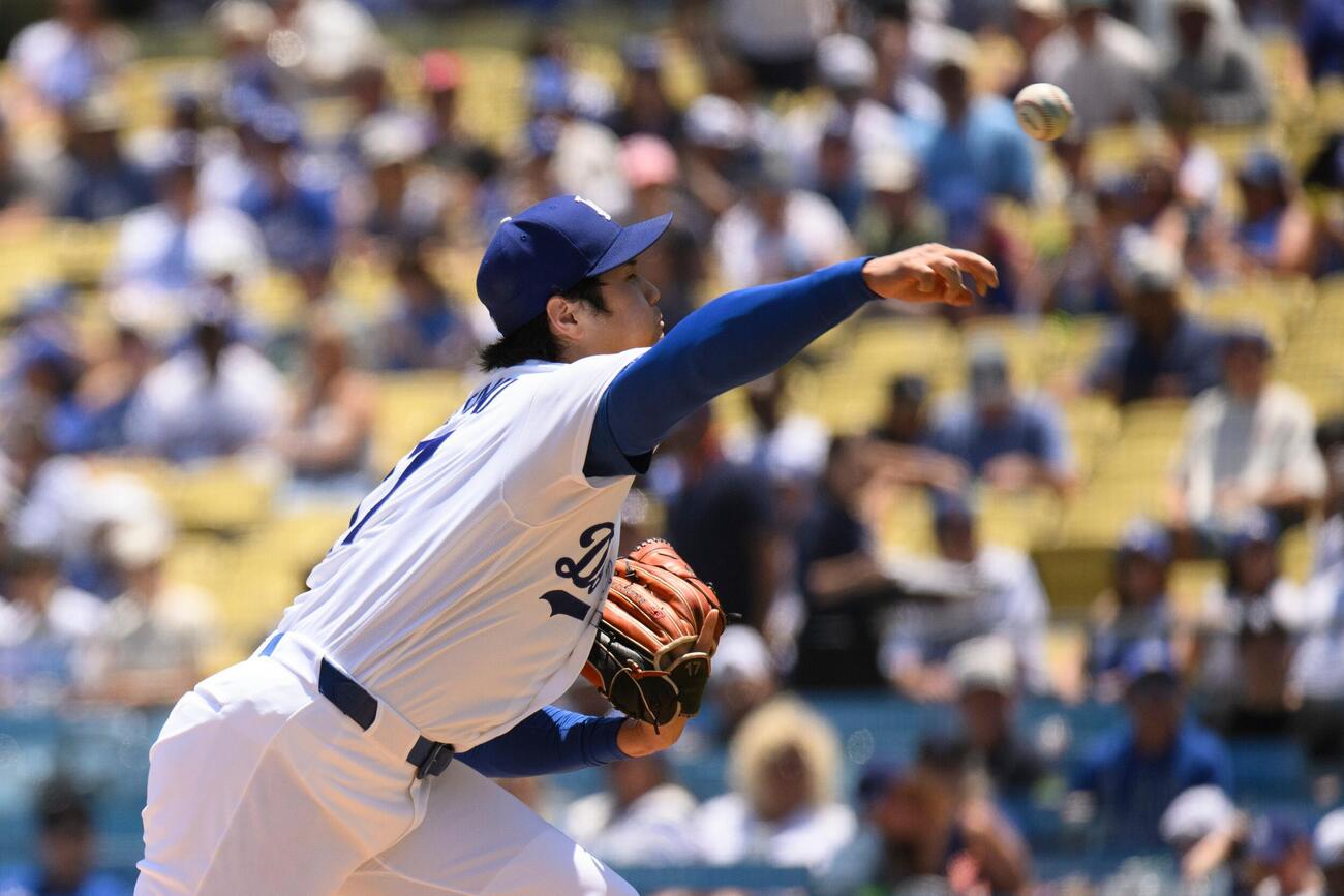 レイズ戦に登板したドジャース大谷(AP)