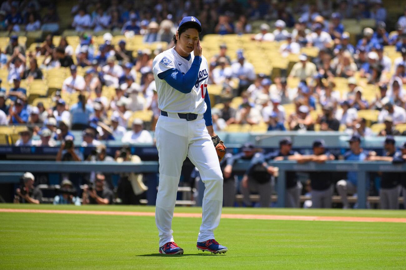 レイズ戦に登板したドジャース大谷(AP)