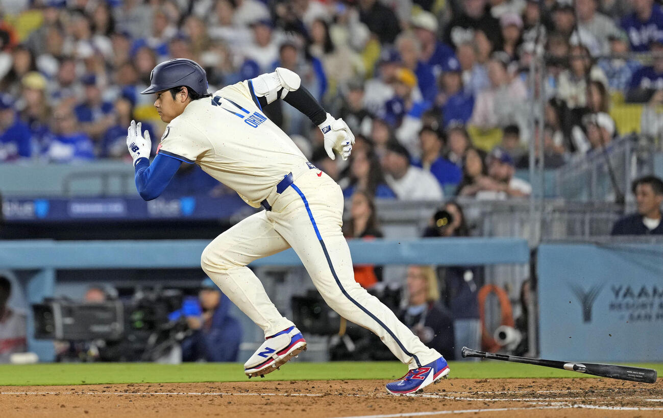オリオールズ戦の6回、遊ゴロに倒れたドジャース大谷（共同）