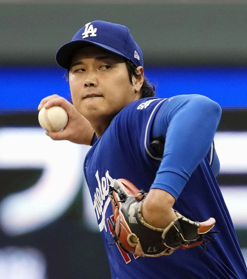 ツインズ戦に先発登板したドジャース・大谷＝ミネアポリス（共同）