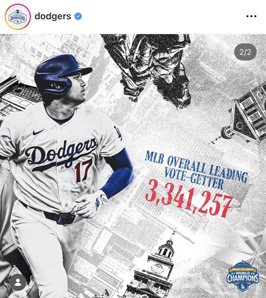 ドジャースの公式インスタグラムから