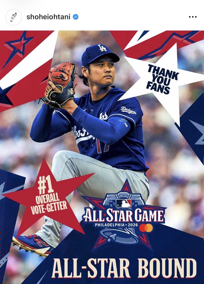 ドジャース大谷翔平投手のインスタグラムから